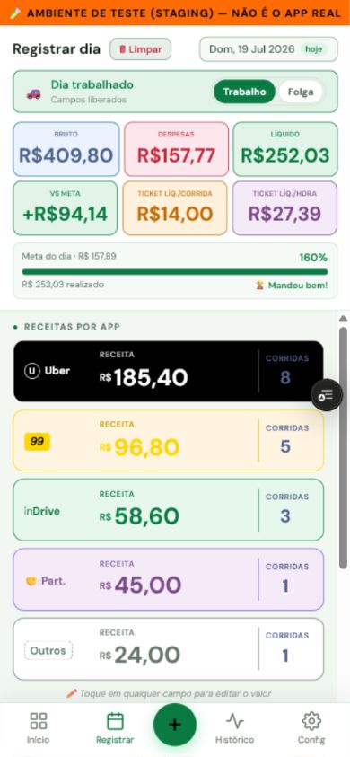 Formulário de registro diário preenchido no Milvu